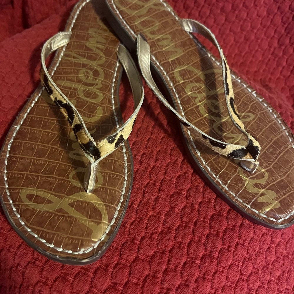 Sam Edelman Leopard Print Sandals with Brown and Black Accents
